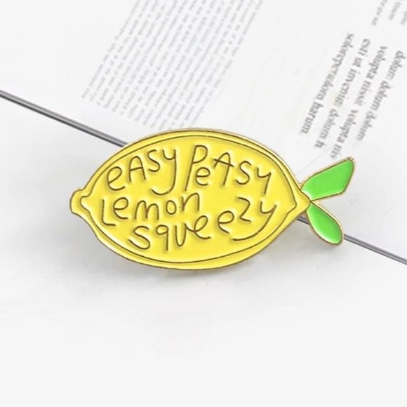 50% OFF! Easy Peasy Lemon Squeezy pin enamel pinback lemons lime fruit flair - Picture 3 of 4